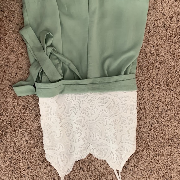 Sage green and white Romper. - Picture 4 of 6